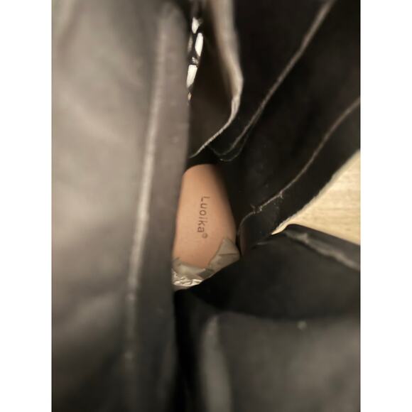 NEW Women’s Sz 9 XW Black Calf Boots – Low Heel Inside Zip Slouchy Lace-Up Backs - Picture 13 of 14